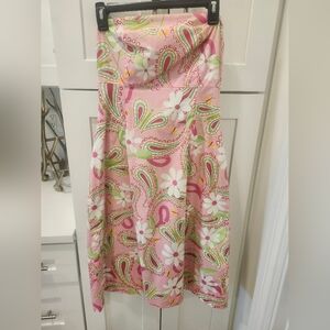 Lilly Pulitzer Pink Sands Cherry O Strapless Midi Dress Size 6